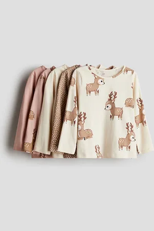 H&M Girls 5-Pcs Long-Sleeved Cotton Tops