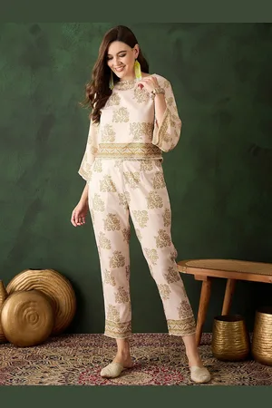 Sangria Printed Top & Trouser Co-Ord Set