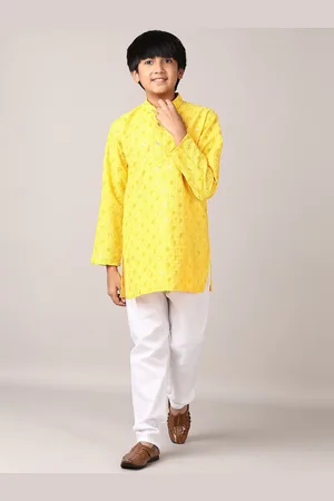 V-Mart Boys Geometric Embroidered Sequinned Pure Cotton Straight Kurta with Pyjamas