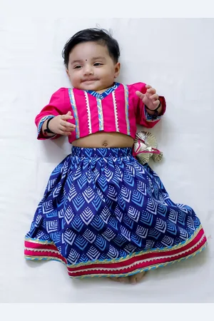 BownBee Girls Embellished Cotton Ready to Wear Lehenga & Blouse