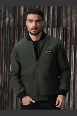 High Star Men Stand Collar Solid Casual Bomber Jacket