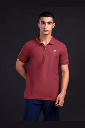 TECHNOSPORT Men Polo Collar Anti Static Slim Fit T-shirt