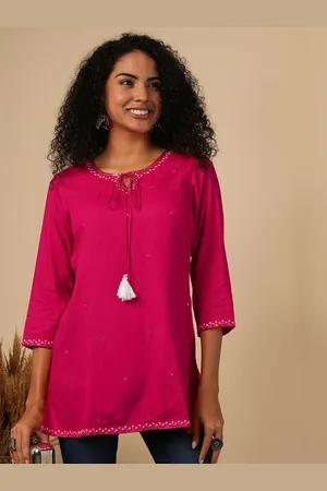 Globus Women Embroidered Tie-Ups V-Neck Tunic