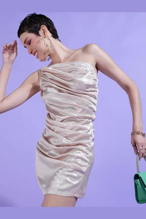 OOMPH One Shoulder Gathered Detail Sheath Dress
