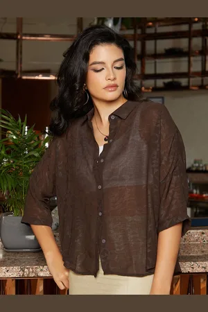 Campus Women Comfort Spread Collar Geometric Printed Oversized Casual Shirt