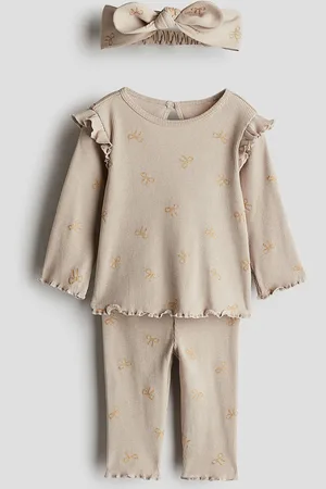 H&M Girls 3-Piece Ribbed Cotton Set
