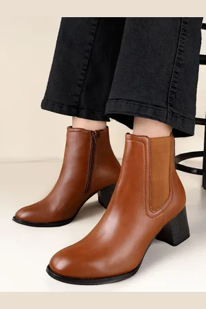 BXXY Women Faux Zipper High Ankle Boots and Chelsea Boot