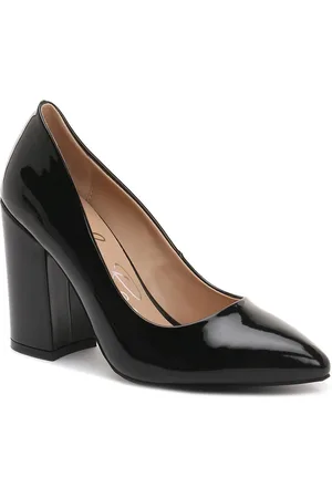 London Rag Black Block Heeled Formal Pumps