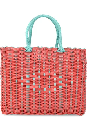 Chumbak Red & Blue Self Design Tote Bag
