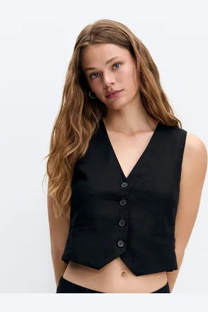 MYWISHBAG Women V-Neck Sleeveless Crop Top