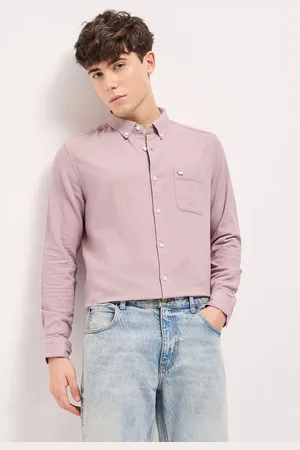The Bear House Men Button-Down Collar Solid Slim Fit Cotton Shirt