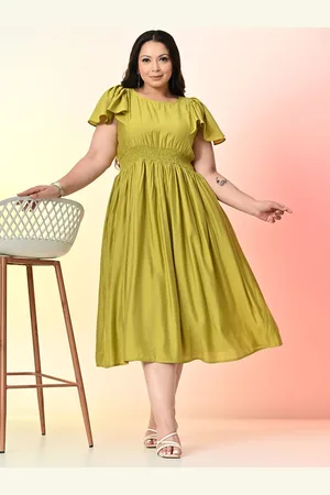 DesiNoor Plus Size Women Flutter Sleeve Formal Fit & Flare Midi Dress