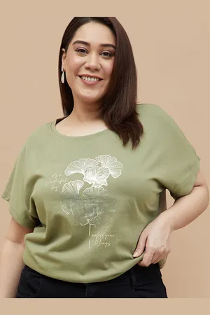 Lifestyle Women Plus Size Round Neck Short Sleeves Cotton Top