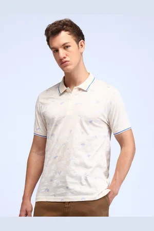 Flying Machine Men Floral Printed Polo Collar Cotton T-shirt