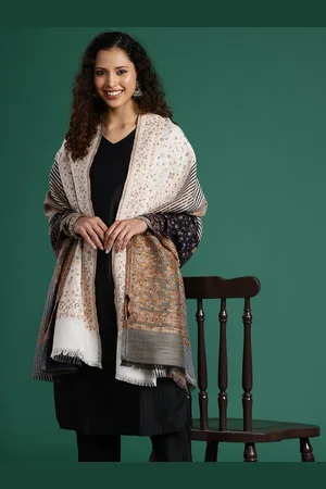 Sangria Women Floral Woven Design Shawl