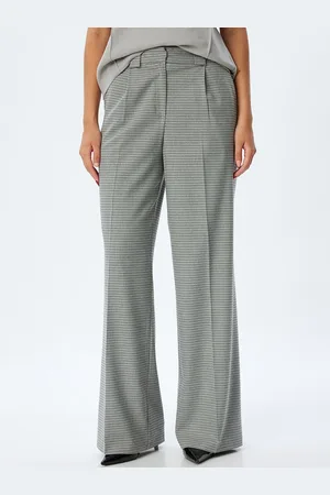 Koton Women Checked Formal Bootcut Trousers