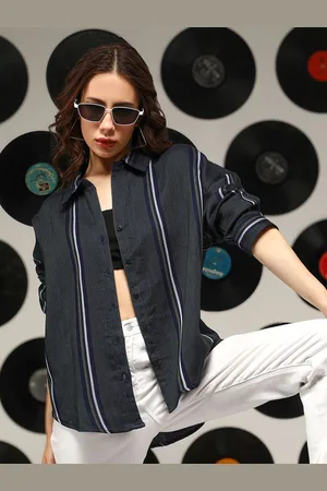 Campus Women Comfort Multi Stripes Opaque Printed Casual Shirt