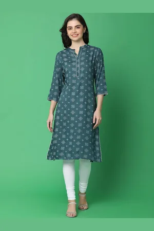 V-Mart Ethnic Motifs Printed Mandarin Collar Gotta Patti Kurta With Churidar