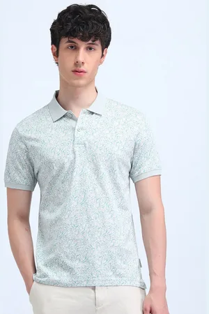 Flying Machine Men Floral Printed Polo Collar Cotton T-shirt