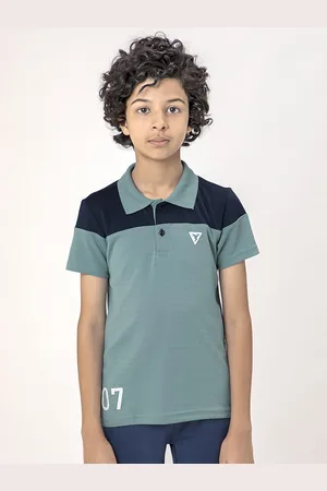 TECHNOSPORT Boys Colourblocked Polo Collar UPF50 Slim Fit T-shirt