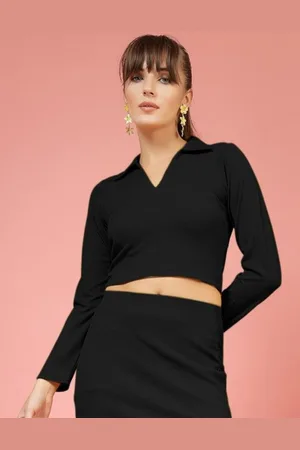 OOMPH Women Shirt Style Crop Top