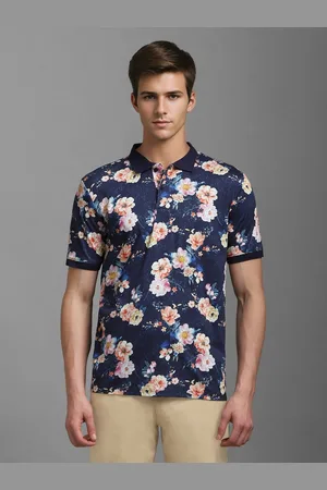 Louis Philippe Men Floral Printed Polo Collar T-shirt