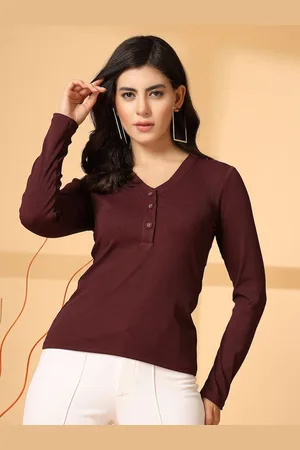 KASSUALLY Women Solid V-Neck Regular Top