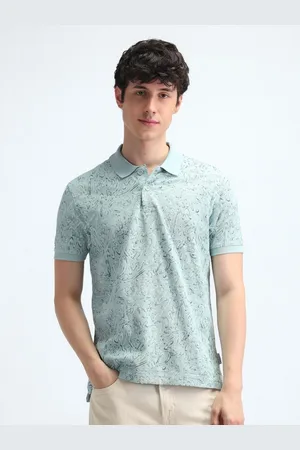 Flying Machine Men Abstract Printed Polo Collar Cotton T-shirt