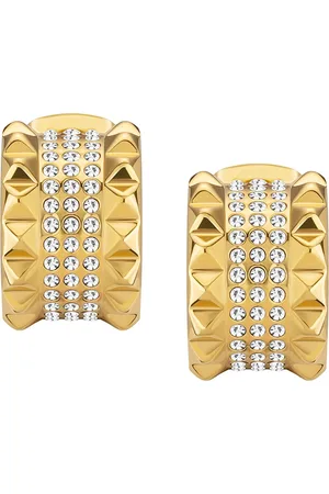 Police Gold-Plated Crescent Shaped Half Hoop Earrings