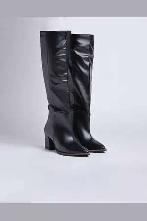 Street Style Store Women Block-Heeled High-Top Slouchy Boots