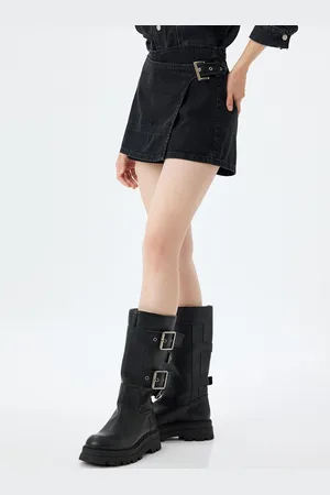 Koton Women Washed Pure Cotton Mini Skort