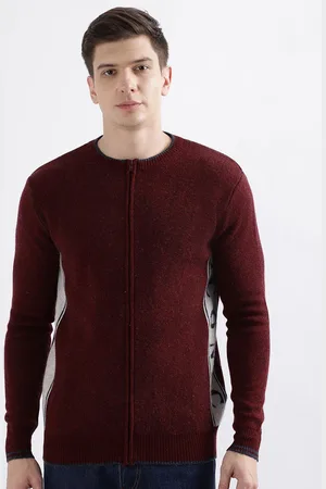 ICONIC Men Woollen Round Neck Zip Cardigan