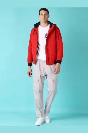 V-Mart Men Hooded Solid Cotton Casual Bomber Jacket