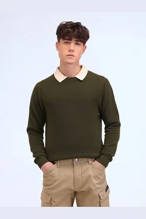 Flying Machine Men Ribbed Cotton Winter Pullover
