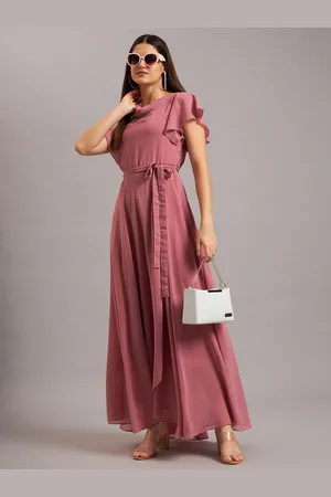 Eavan Women Cowl Neck Georgette Fit & Flare Maxi Dress