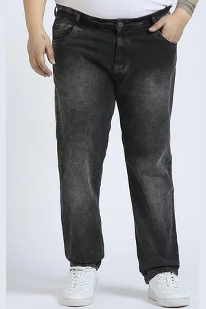 HJ HASASI Men Plus Size Cotton High-Rise Heavy Fade Stretchable Jeans