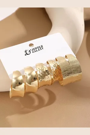 Jewels Galaxy Pack Of 6 Gold Plated Contemporary Half Hoop Earrings
