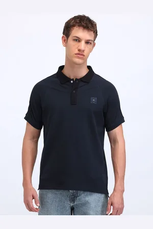Flying Machine Men Solid Polo Collar Cotton T-shirt
