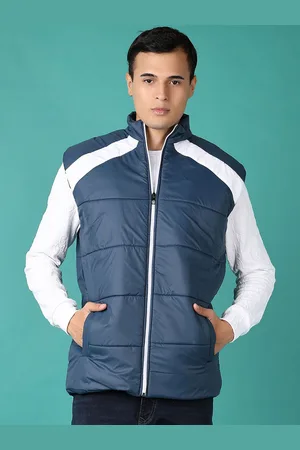 V-Mart Men Mock Collar Striped Cotton Casual Padded Jacket