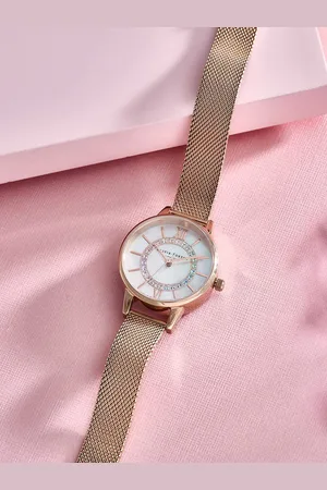 Olivia Burton Women Embellished Dial Stainless Steel Bracelet Style Straps Watch