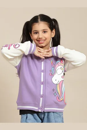 Kidsville Girls Unicorn Printed Front Open Cardigan