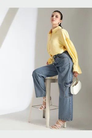KOTTY Women Comfort Spread Collar Solid Crepe Oversized Casual Shirt