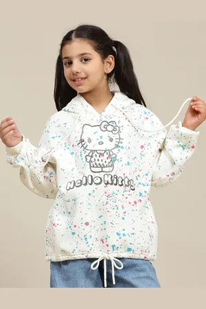 Kidsville Girls Hello Kitty Printed Oversized Hoodie