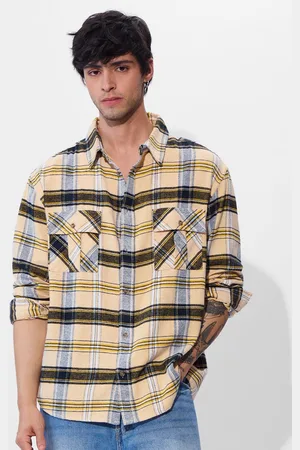The Souled Store Men Spread Collar Tartan Checked Cotton Casual Shirt