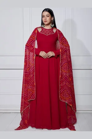 Nüd Women Floral Flared Sleeves Thread Work Georgette Kurta