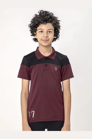 TECHNOSPORT Boys Colourblocked Polo Collar UPF50 Slim Fit T-shirt