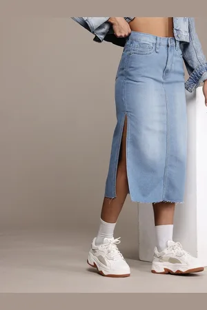Roadster The Life Co. Denim Straight Midi Skirt