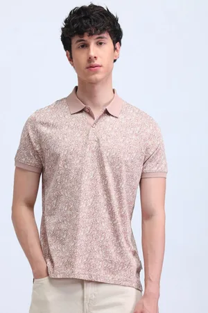 Flying Machine Men Floral Printed Polo Collar Cotton T-shirt