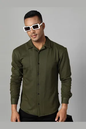 Rigo Men Premium Cuban Collar Solid Cotton Slim Fit Casual Shirt