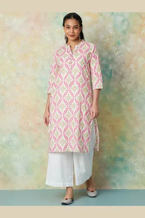 Lifestyle Ethnic Motifs Printed Mandarin Collar Pure Cotton Kurta